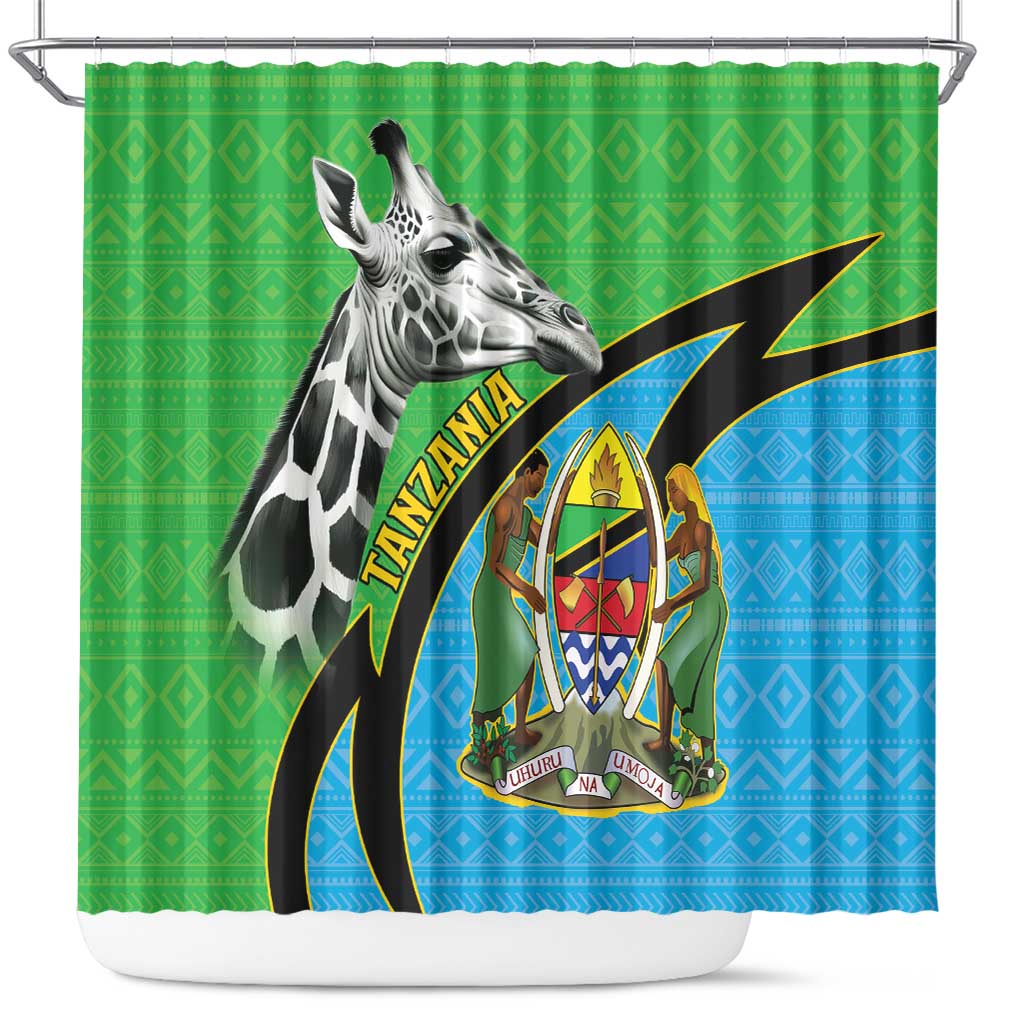 Tanzania Giraffe Shower Curtain Coat Of Arms African Pattern LT15