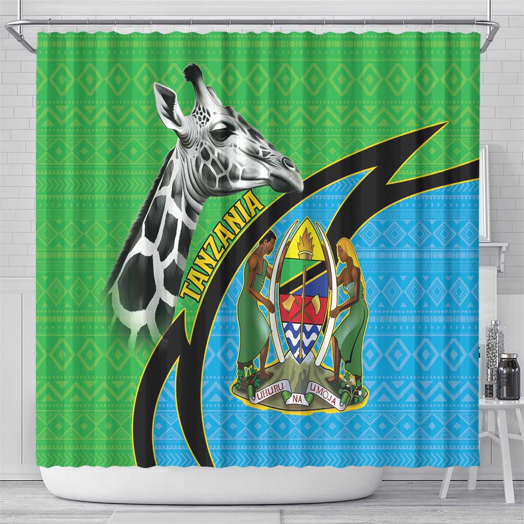 Tanzania Giraffe Shower Curtain Coat Of Arms African Pattern LT15