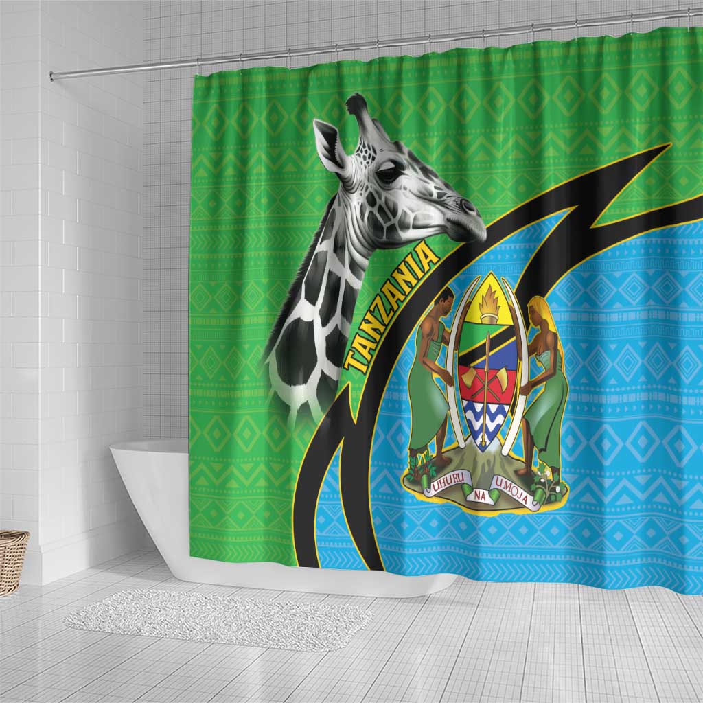 Tanzania Giraffe Shower Curtain Coat Of Arms African Pattern LT15