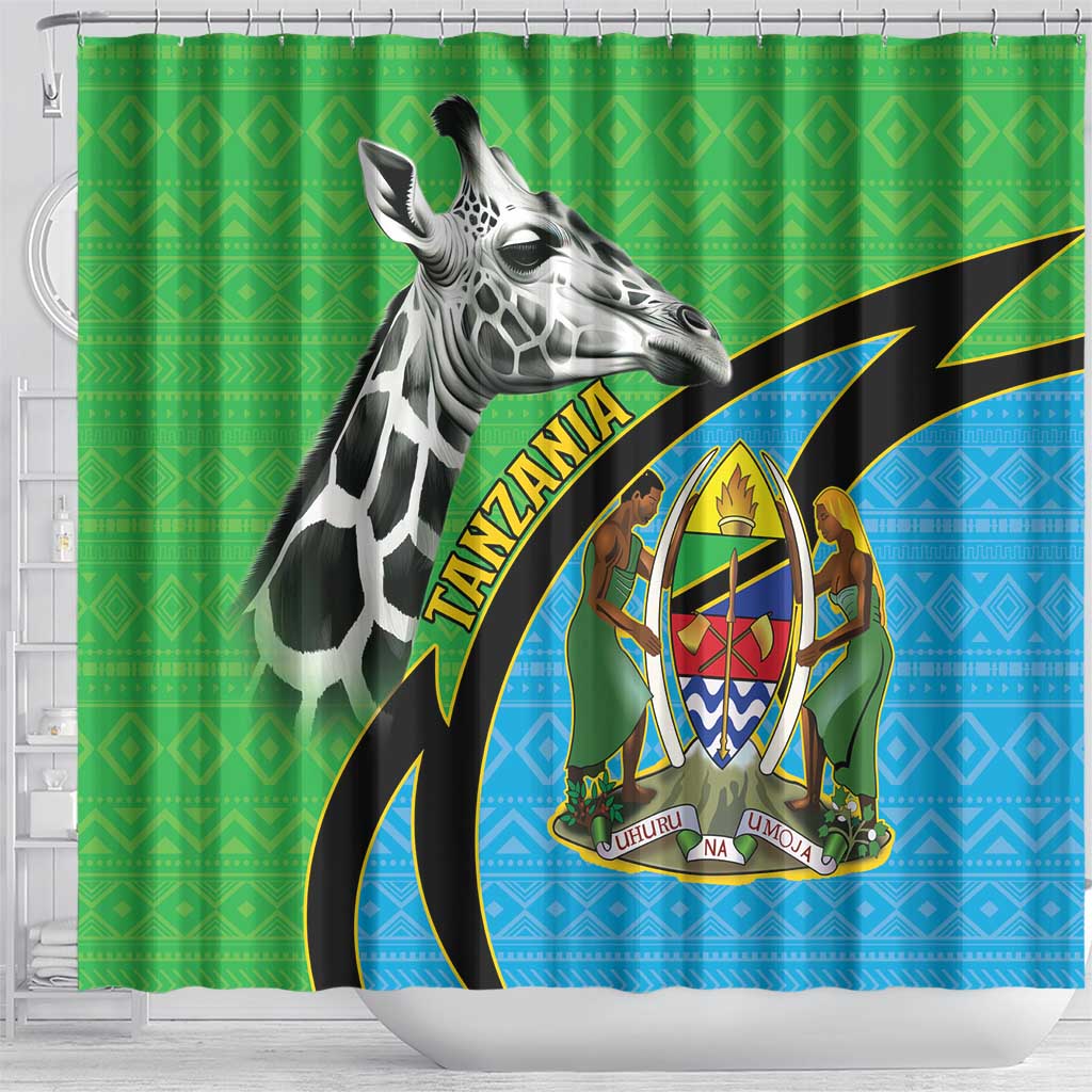 Tanzania Giraffe Shower Curtain Coat Of Arms African Pattern LT15