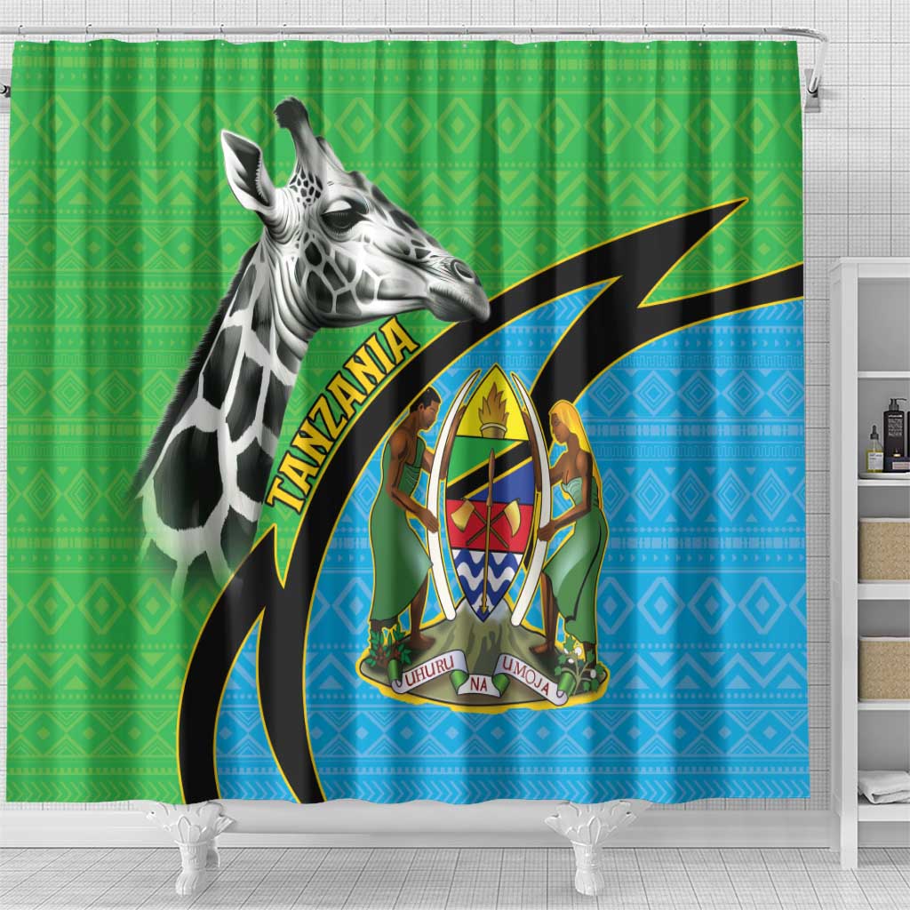 Tanzania Giraffe Shower Curtain Coat Of Arms African Pattern LT15