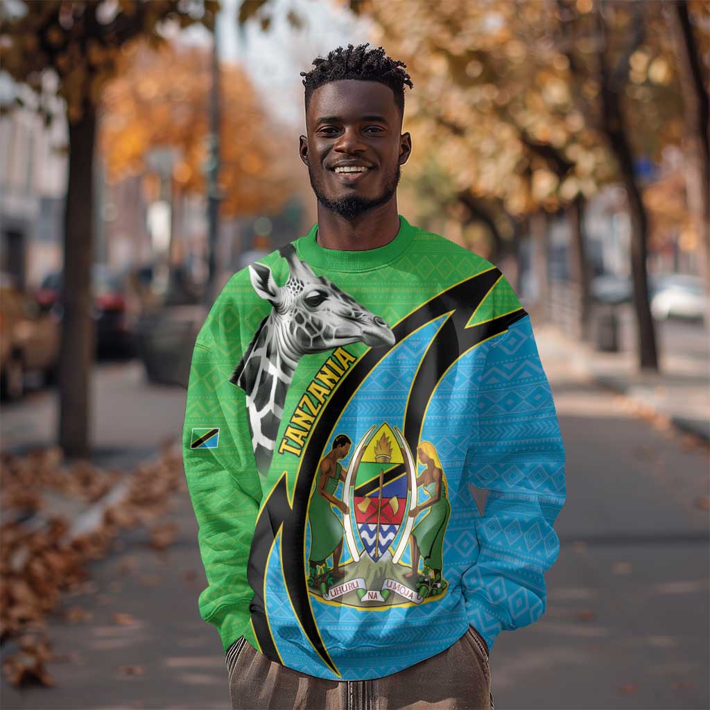 Afro Tanzania Giraffe Sweatshirt Coat Of Arms Curve Style LT15