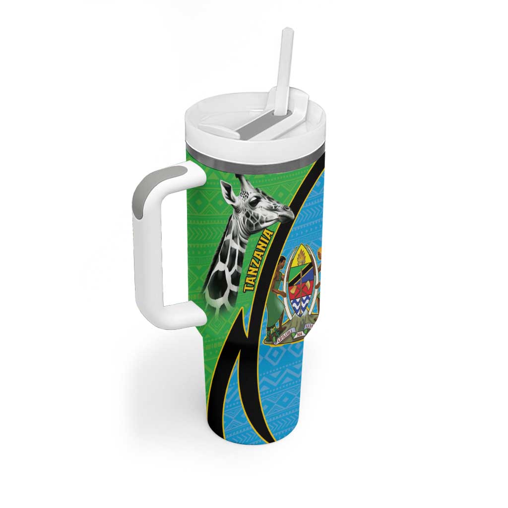 Afro Tanzania Giraffe Tumbler With Handle Coat Of Arms Curve Style LT15
