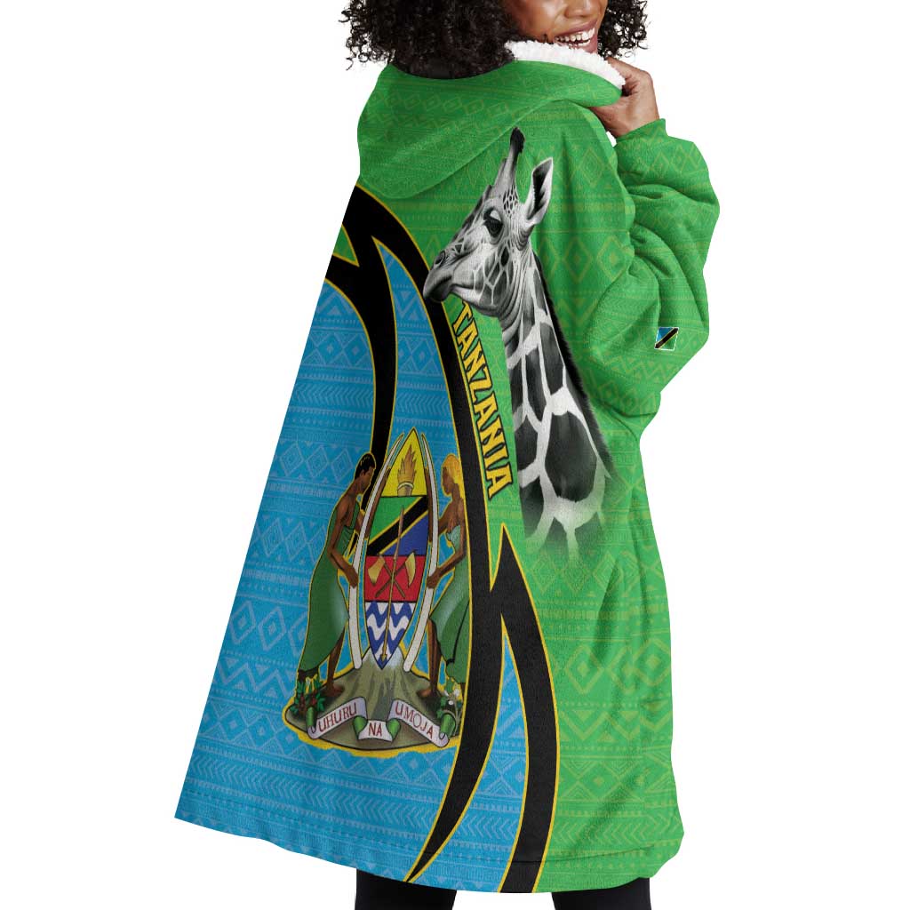 Afro Tanzania Giraffe Wearable Blanket Hoodie Coat Of Arms Curve Style LT15