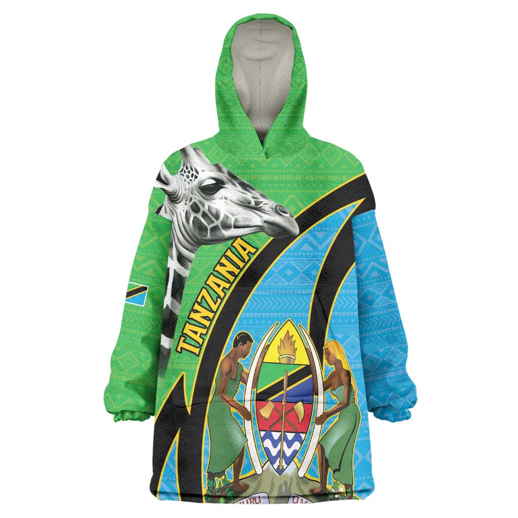 Afro Tanzania Giraffe Wearable Blanket Hoodie Coat Of Arms Curve Style LT15
