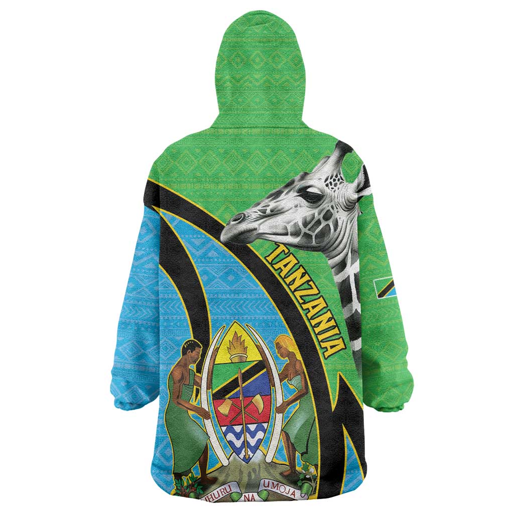Afro Tanzania Giraffe Wearable Blanket Hoodie Coat Of Arms Curve Style LT15