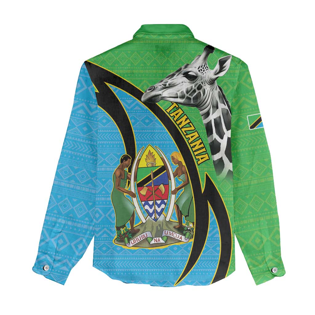 Afro Tanzania Giraffe Women Casual Shirt Coat Of Arms Curve Style LT15