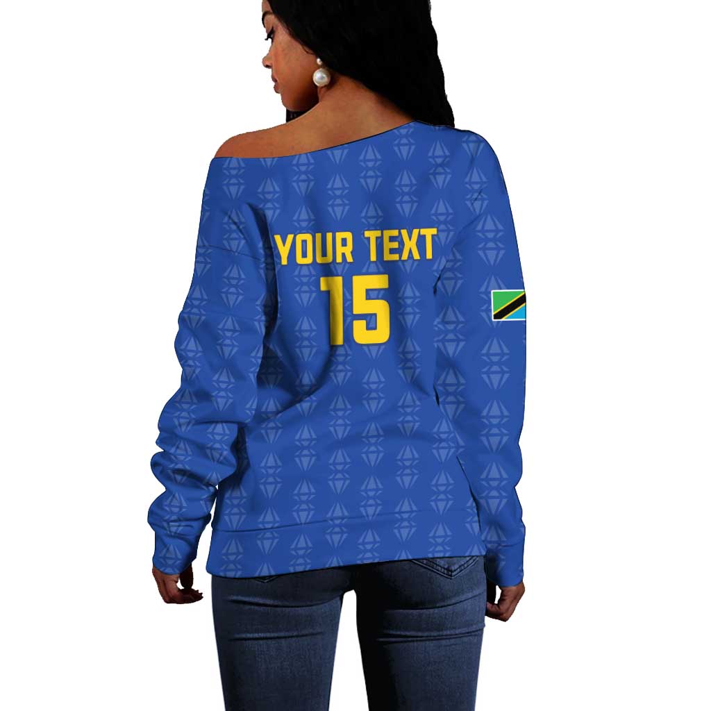 Custom Tanzania Football Off Shoulder Sweater Taifa Stars Go Champions LT15