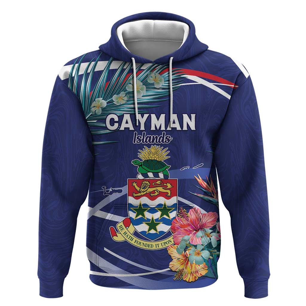 Personalized Cayman Islands Hoodie Coat Of Arms Tropical Flowers LT15