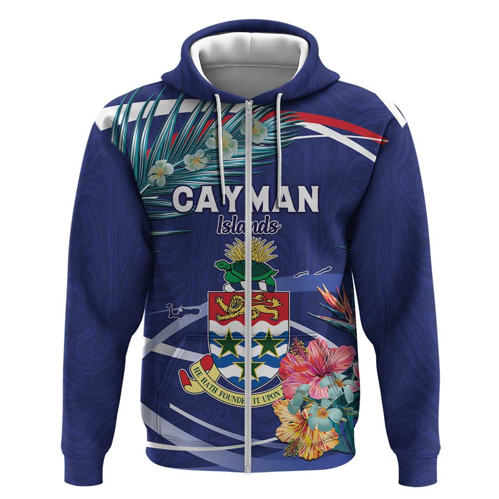 Personalized Cayman Islands Hoodie Coat Of Arms Tropical Flowers LT15