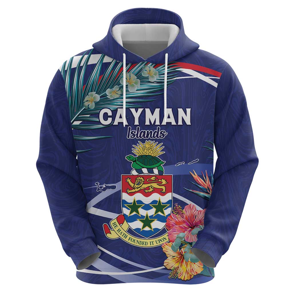Personalized Cayman Islands Hoodie Coat Of Arms Tropical Flowers LT15