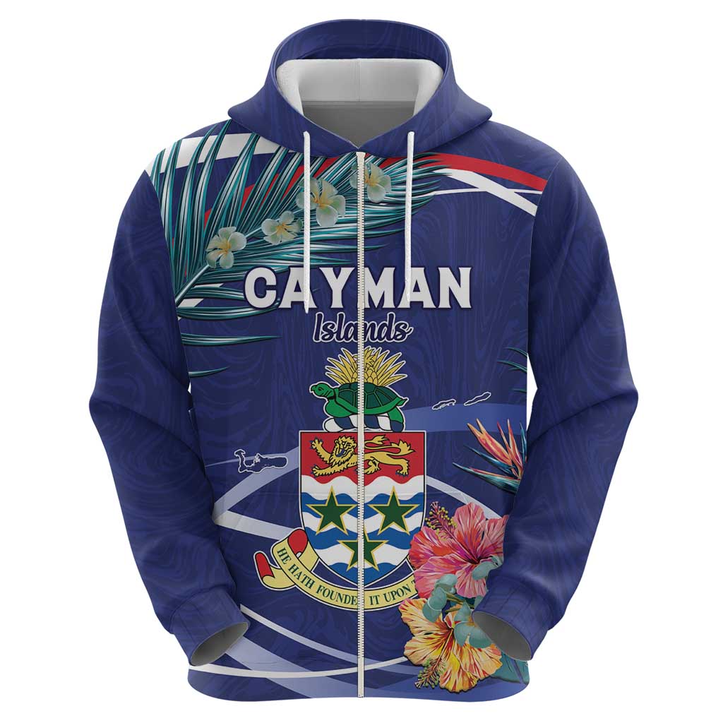 Personalized Cayman Islands Hoodie Coat Of Arms Tropical Flowers LT15