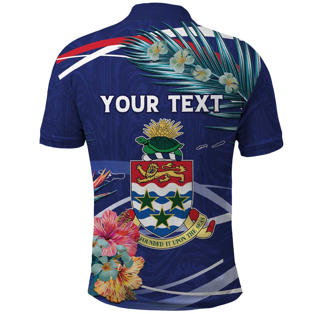 Personalized Cayman Islands Polo Shirt Coat Of Arms Tropical Flowers LT15