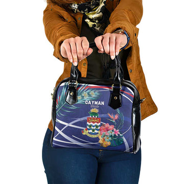 Personalized Cayman Islands Shoulder Handbag Coat Of Arms Tropical Flowers LT15
