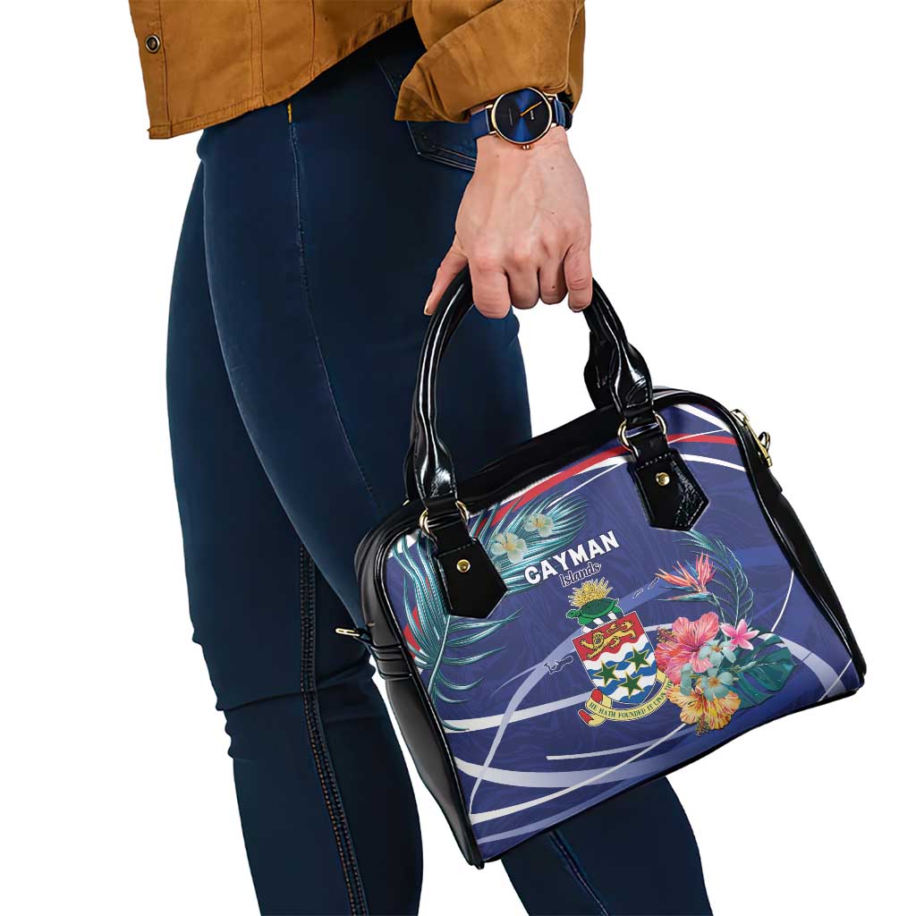 Personalized Cayman Islands Shoulder Handbag Coat Of Arms Tropical Flowers LT15