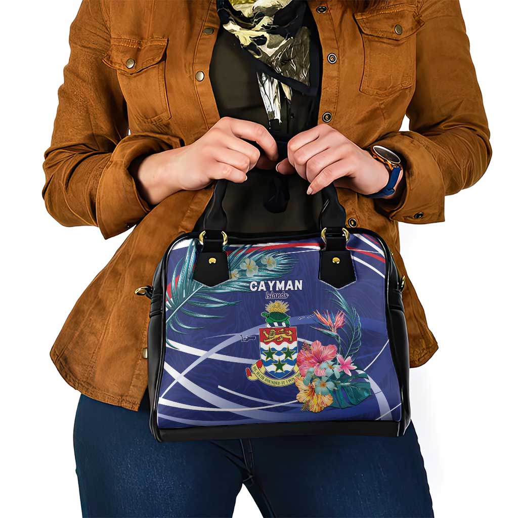 Personalized Cayman Islands Shoulder Handbag Coat Of Arms Tropical Flowers LT15