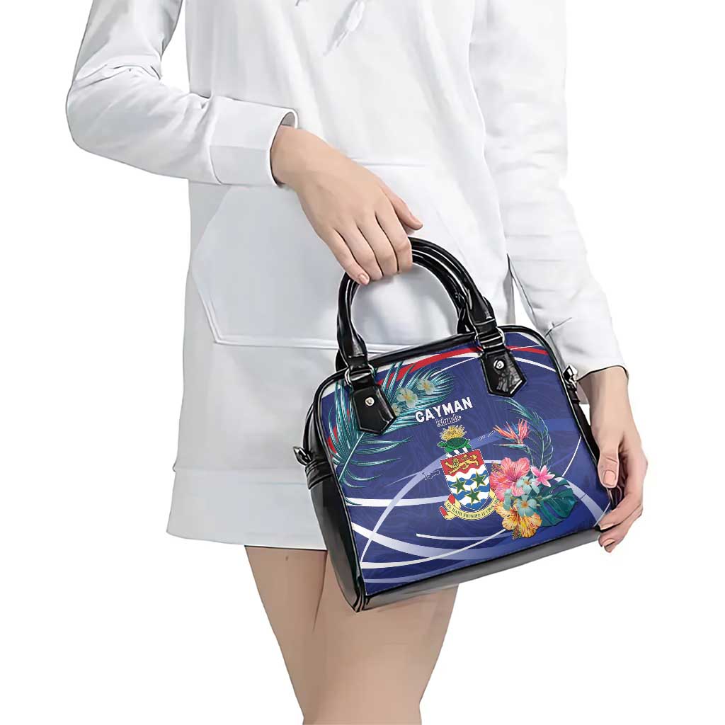 Personalized Cayman Islands Shoulder Handbag Coat Of Arms Tropical Flowers LT15