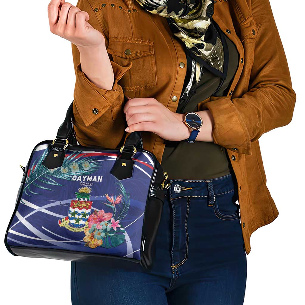 Personalized Cayman Islands Shoulder Handbag Coat Of Arms Tropical Flowers LT15