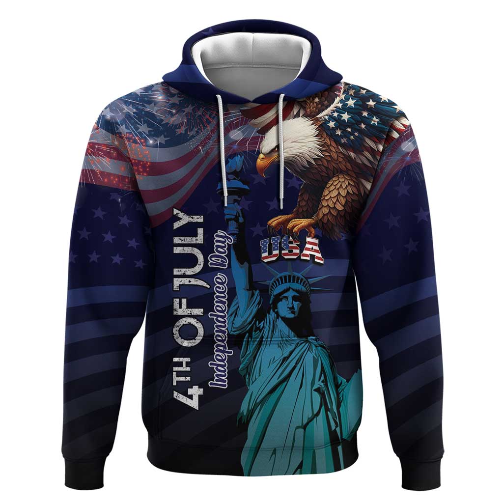Personalized Fourth Of July USA Hoodie Eagle - Statue Of Liberty LT15