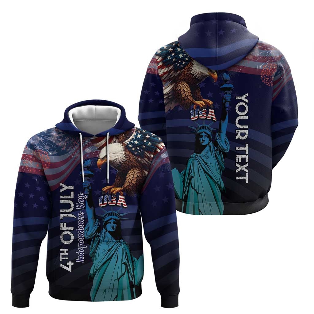 Personalized Fourth Of July USA Hoodie Eagle - Statue Of Liberty LT15