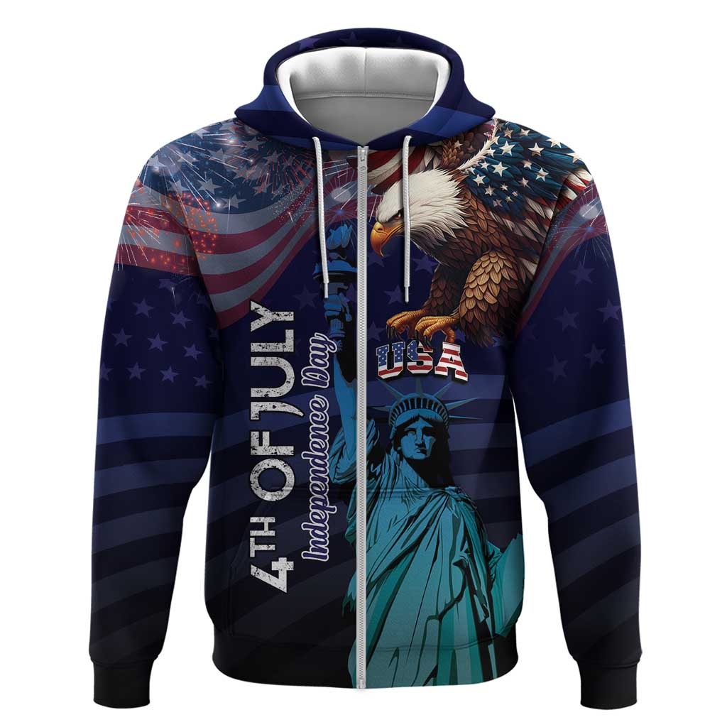 Personalized Fourth Of July USA Hoodie Eagle - Statue Of Liberty LT15
