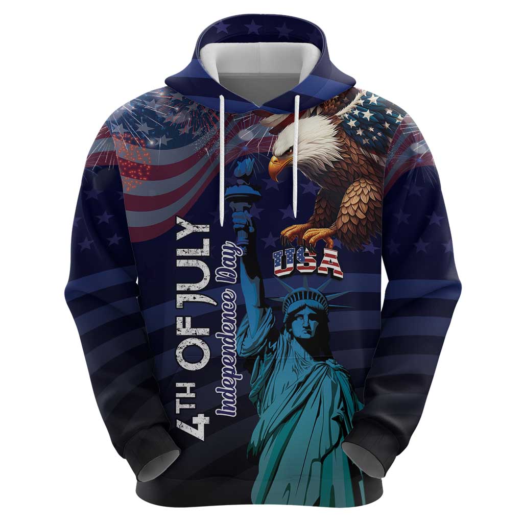Personalized Fourth Of July USA Hoodie Eagle - Statue Of Liberty LT15