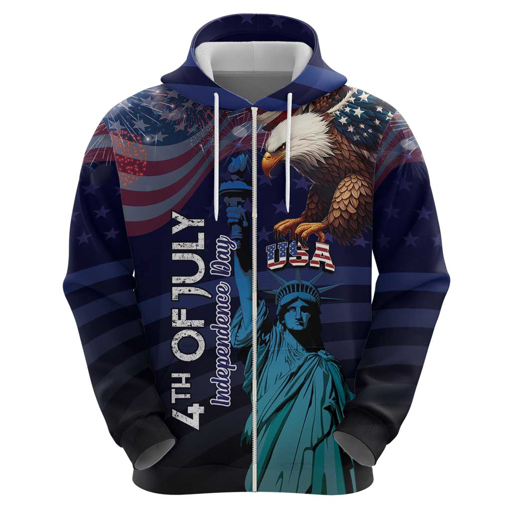 Personalized Fourth Of July USA Hoodie Eagle - Statue Of Liberty LT15