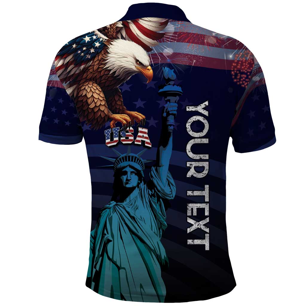 Personalized Fourth Of July USA Polo Shirt Eagle - Statue Of Liberty LT15
