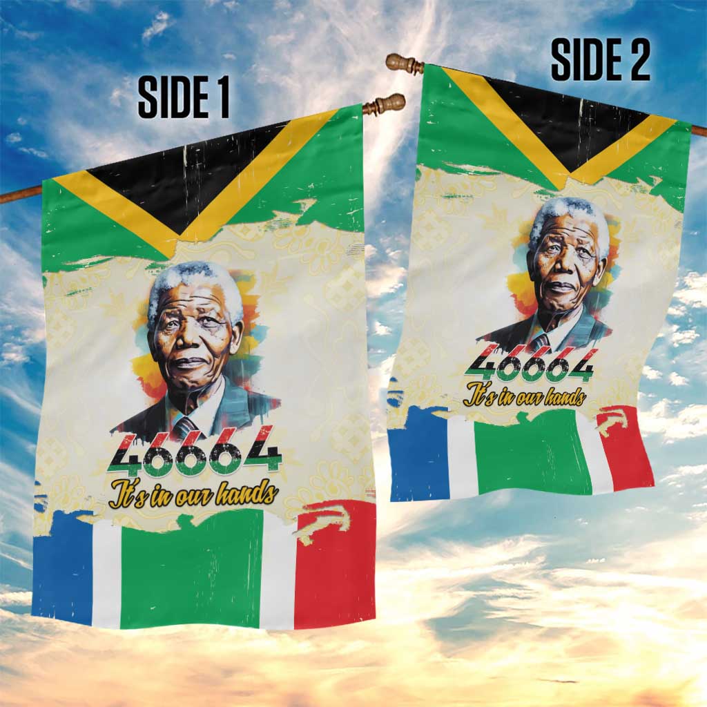 Nelson Mandela International Day 46664 Garden Flag Its In Our Hands - Batik Pattern LT15
