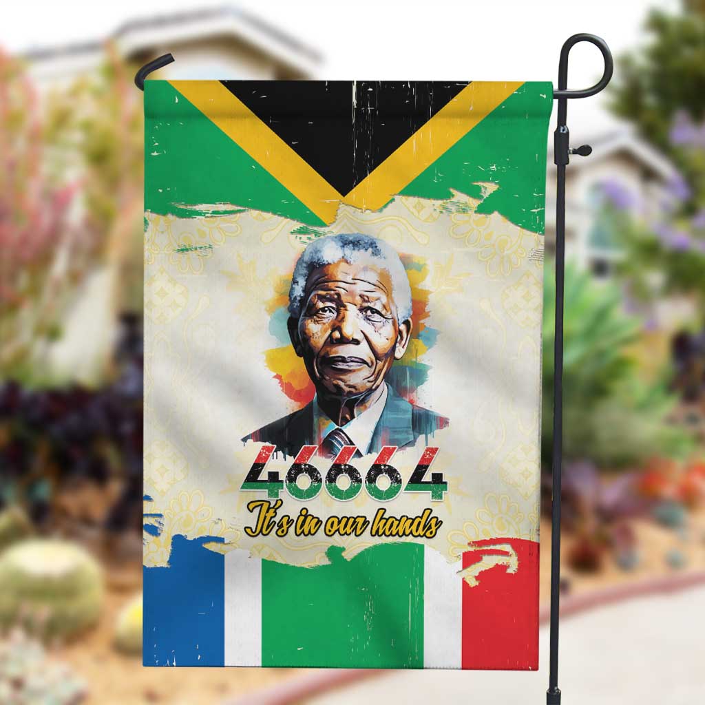Nelson Mandela International Day 46664 Garden Flag Its In Our Hands - Batik Pattern LT15