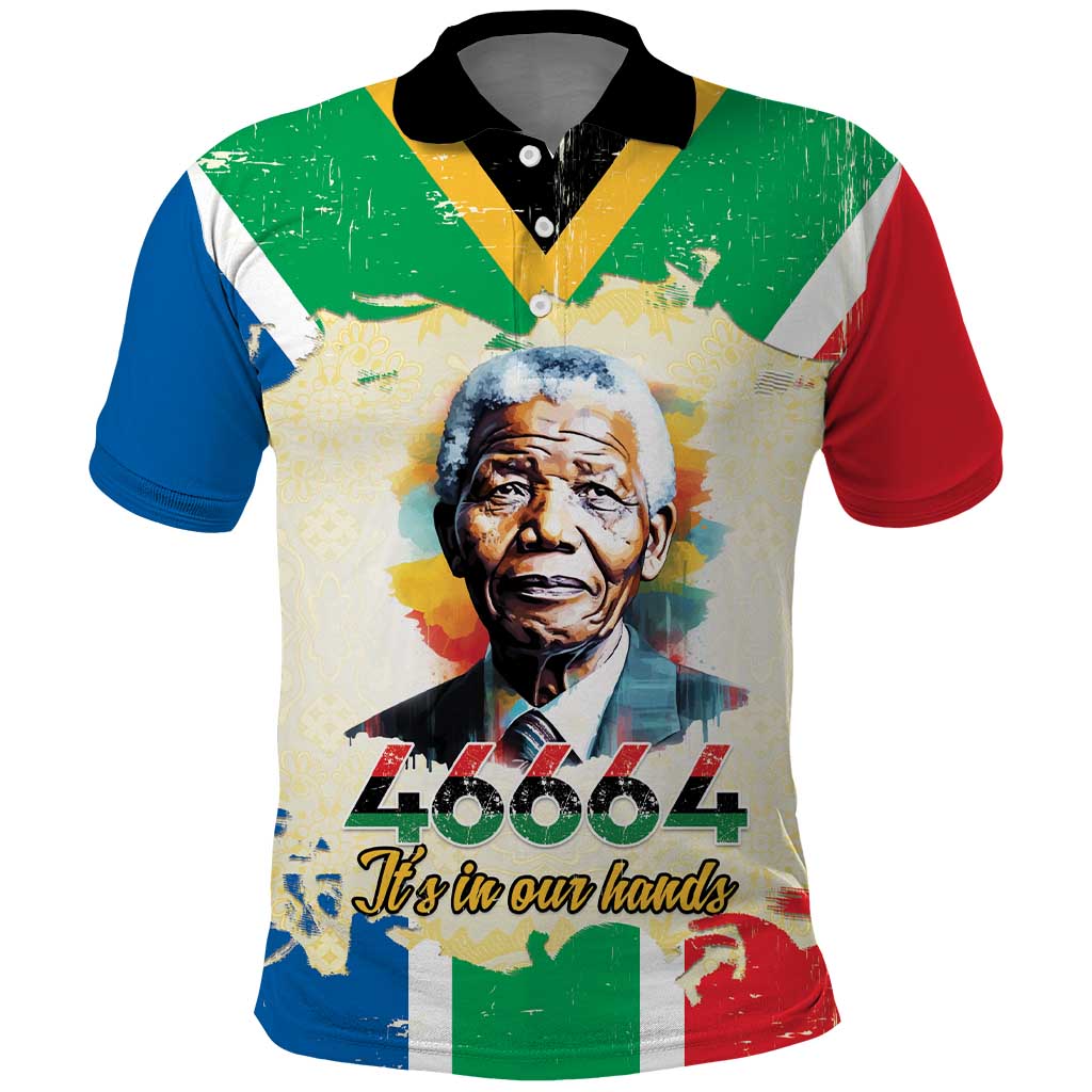 Nelson Mandela International Day 46664 Polo Shirt Its In Our Hands - Batik Pattern LT15