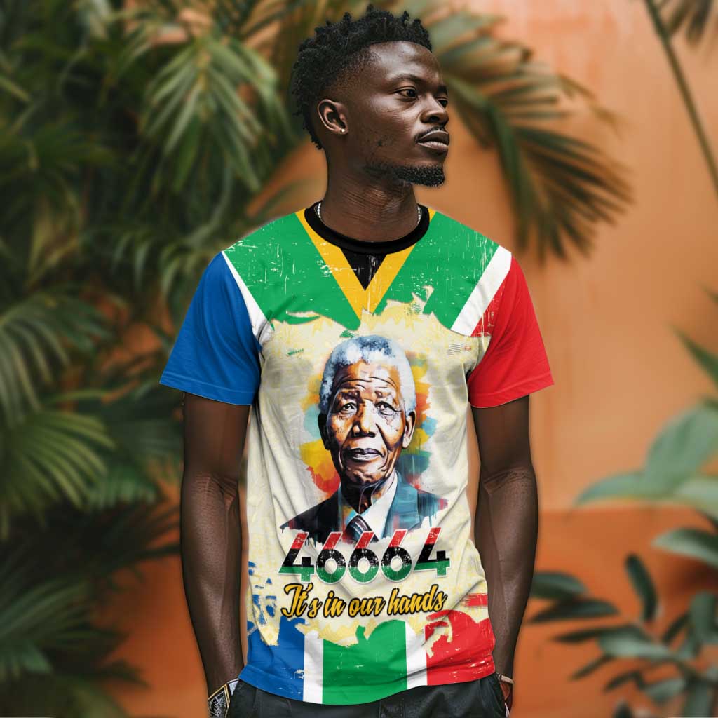 Nelson Mandela International Day 46664 T shirt Its In Our Hands - Batik Pattern LT15
