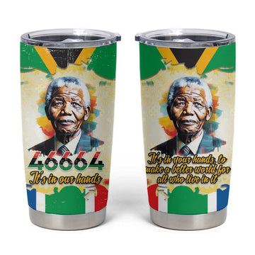 Nelson Mandela International Day 46664 Tumbler Cup Its In Our Hands - Batik Pattern LT15