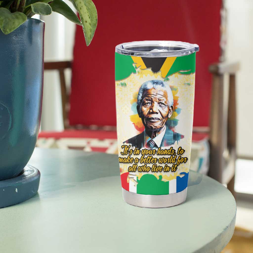 Nelson Mandela International Day 46664 Tumbler Cup Its In Our Hands - Batik Pattern LT15