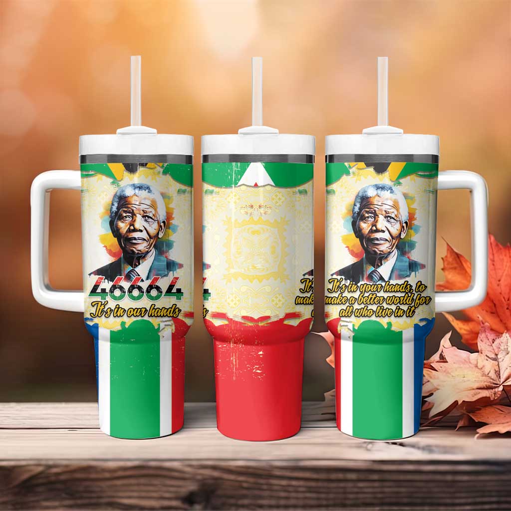 Nelson Mandela International Day 46664 Tumbler With Handle Its In Our Hands - Batik Pattern LT15