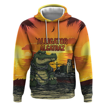 Personalized Alligator Alcatraz Hoodie Gator Island Prison Retro Sunset LT15