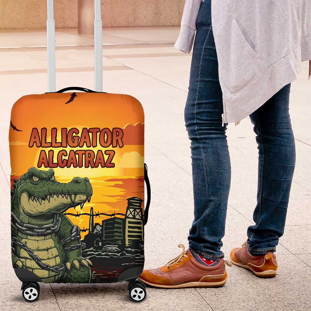 Alligator Alcatraz Luggage Cover Gator Island Prison Retro Sunset LT15