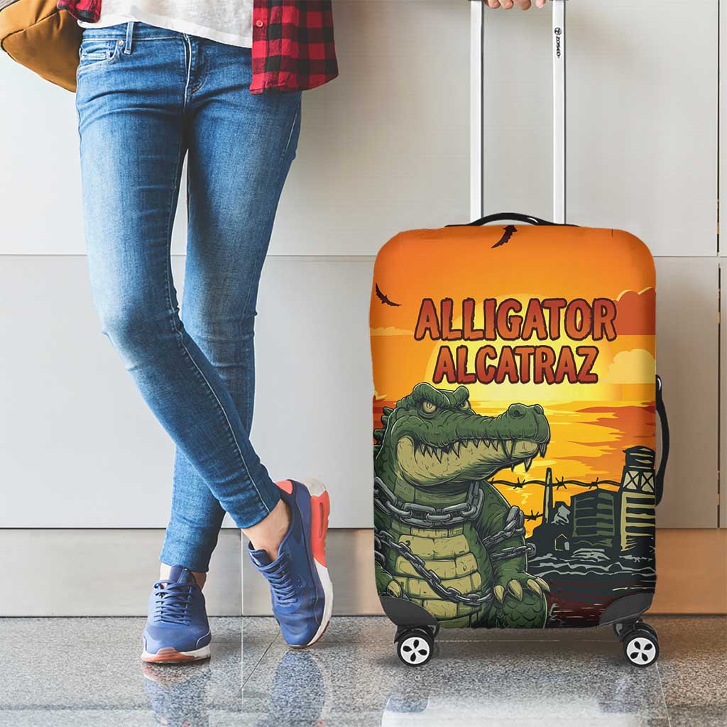 Alligator Alcatraz Luggage Cover Gator Island Prison Retro Sunset LT15
