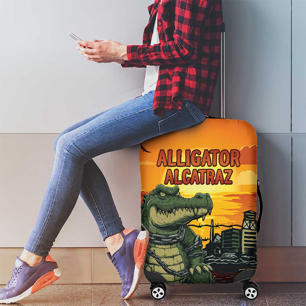 Alligator Alcatraz Luggage Cover Gator Island Prison Retro Sunset LT15