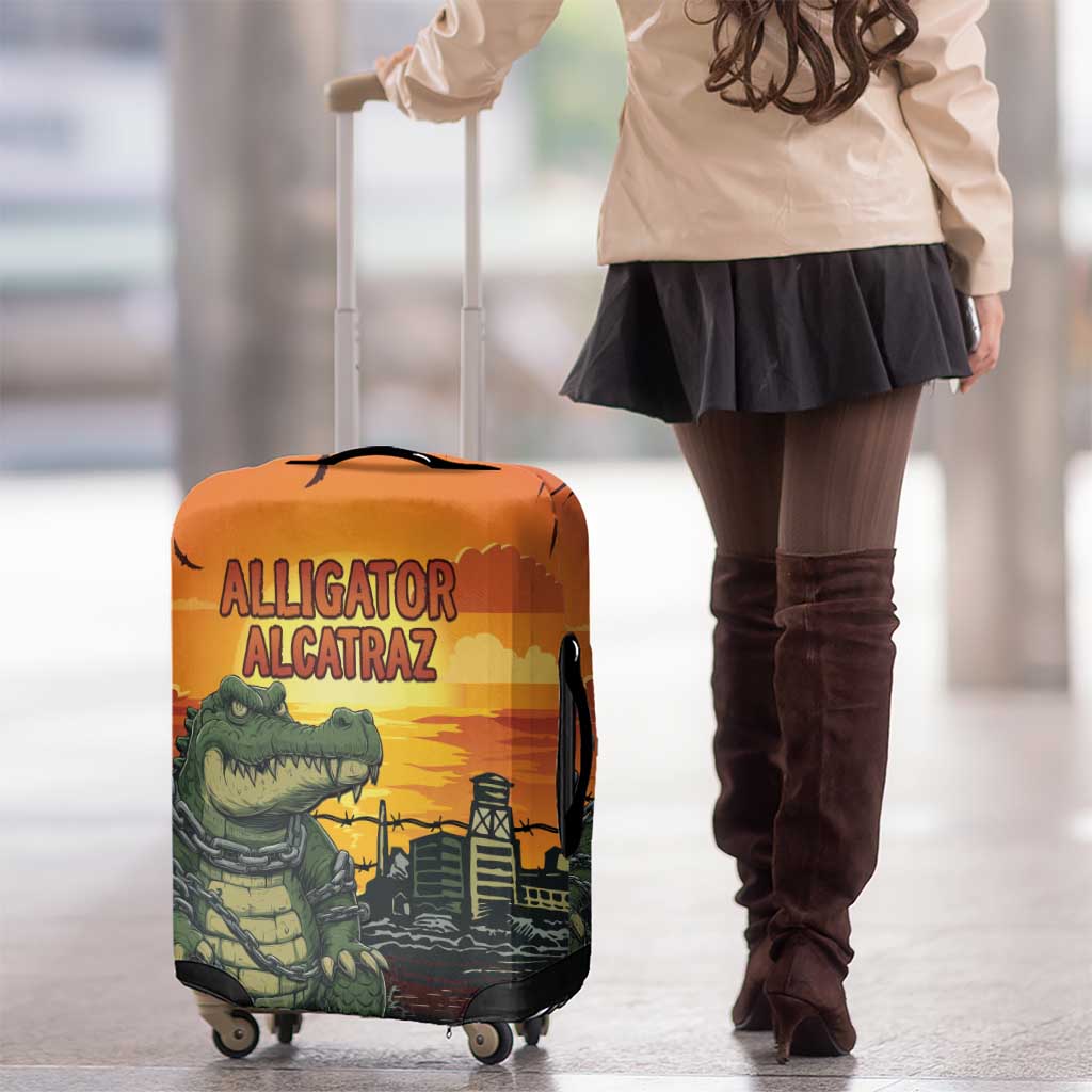 Alligator Alcatraz Luggage Cover Gator Island Prison Retro Sunset LT15