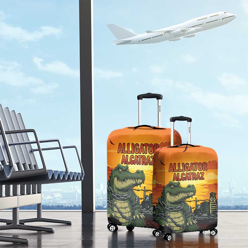 Alligator Alcatraz Luggage Cover Gator Island Prison Retro Sunset LT15