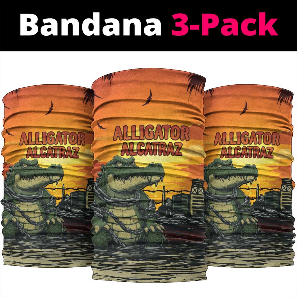 Alligator Alcatraz Neck Gaiter Gator Island Prison Retro Sunset LT15