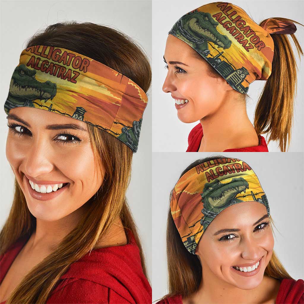 Alligator Alcatraz Neck Gaiter Gator Island Prison Retro Sunset LT15