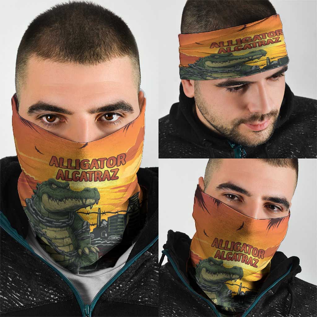 Alligator Alcatraz Neck Gaiter Gator Island Prison Retro Sunset LT15