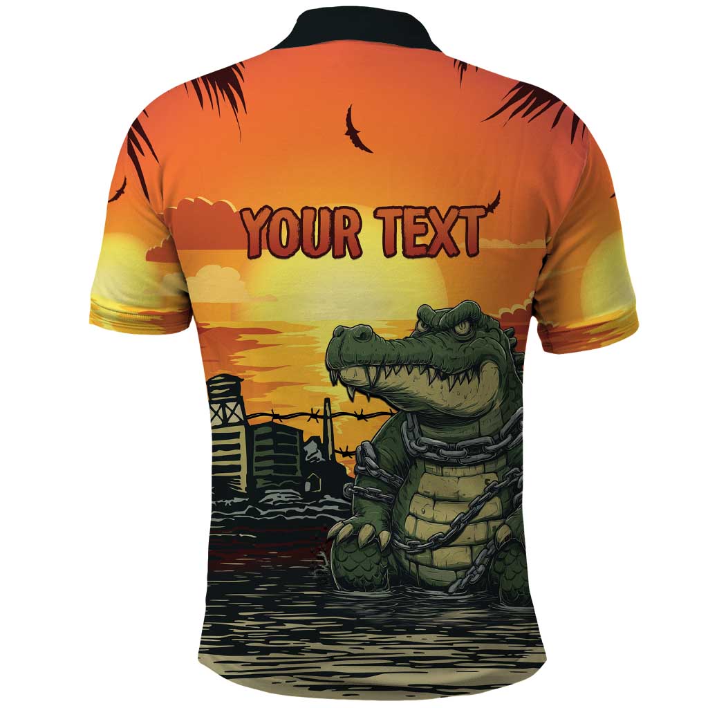 Personalized Alligator Alcatraz Polo Shirt Gator Island Prison Retro Sunset LT15