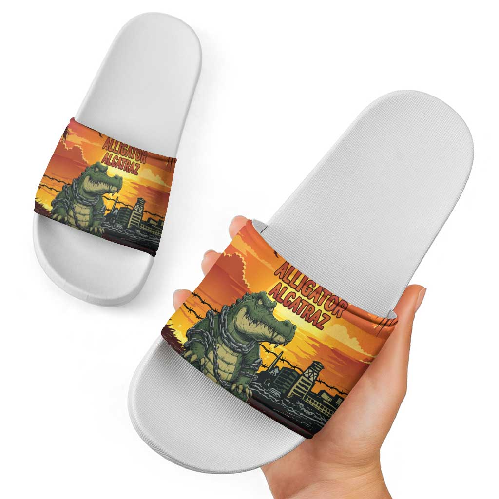 Alligator Alcatraz Slide Sandals Gator Island Prison Retro Sunset LT15
