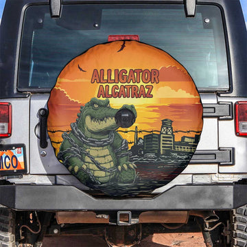Alligator Alcatraz Spare Tire Cover Gator Island Prison Retro Sunset LT15