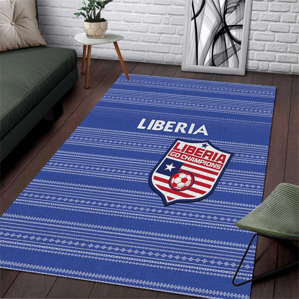 Liberia Football Area Rug African Tribal Pattern - Blue Jersey LT15