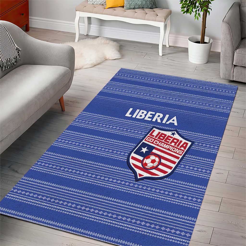 Liberia Football Area Rug African Tribal Pattern - Blue Jersey LT15