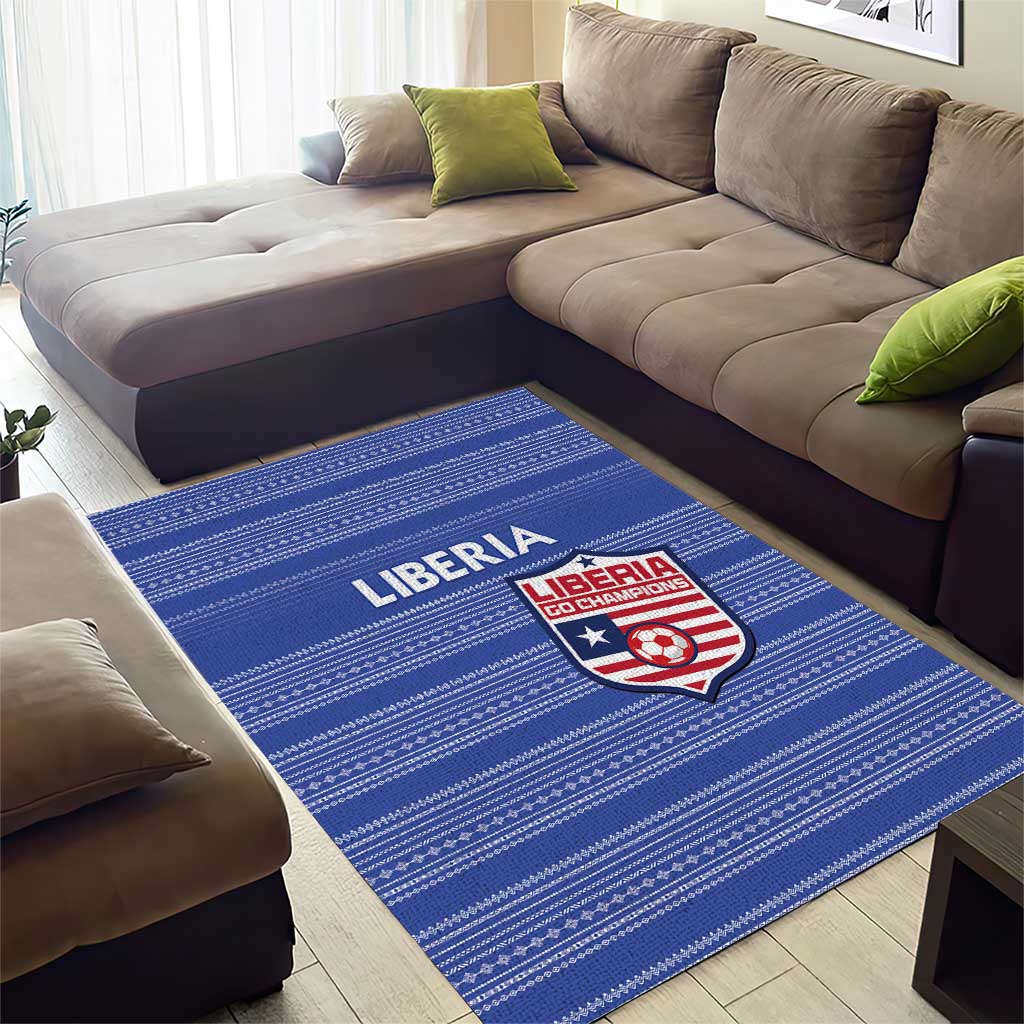 Liberia Football Area Rug African Tribal Pattern - Blue Jersey LT15